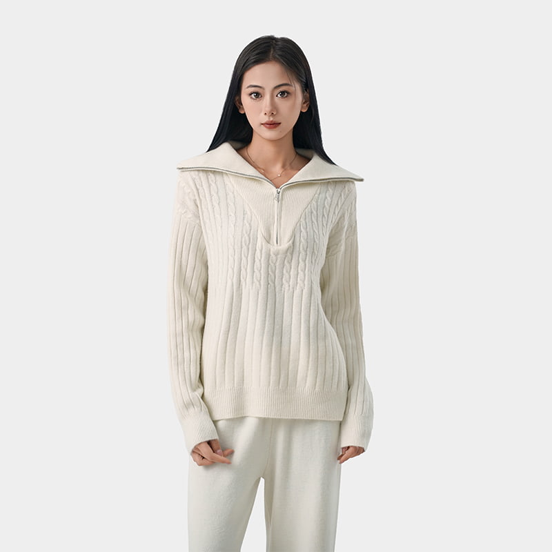 Suéter de cuello chal + pantalones de punto